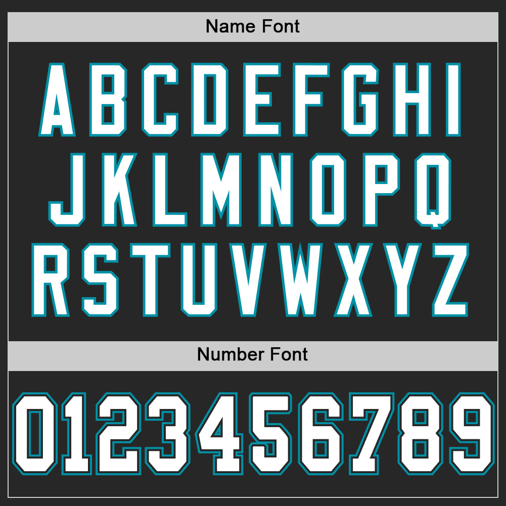 Personalized Black White Teal Mesh Throwback Football Jersey for Men Personalized Black White-Teal Mesh Throwback Football - Image 4