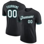 Custom Team Performance T-Shirt with Personalized Name & Number - Black, White, Teal Personalized Black White-Teal Performance