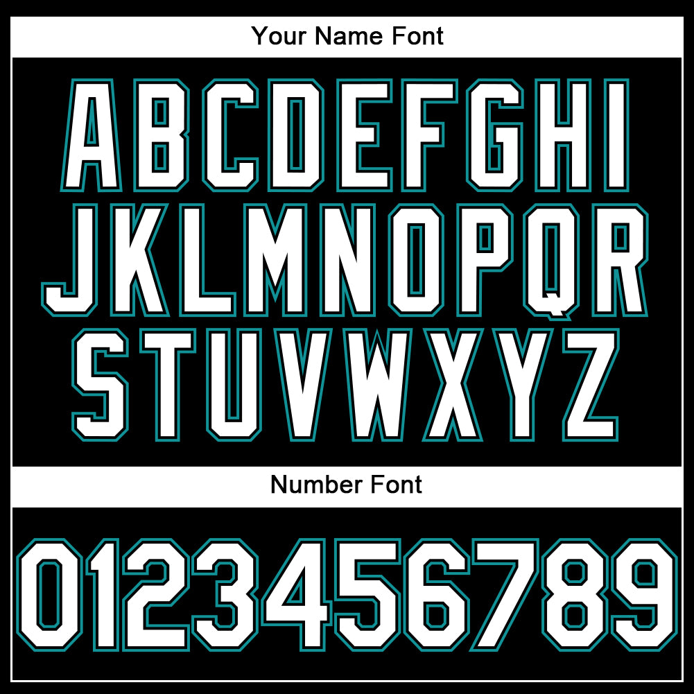 Personalized Black White-Teal Performance T-Shirt Team Custom Name and Number Custom Team Performance T-Shirt with Personalized Name & Number - Black, White, Teal Personalized Black White-Teal Performance - Image 4