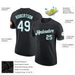 Custom Team Performance T-Shirt with Personalized Name & Number - Black, White, Teal Personalized Black White-Teal Performance