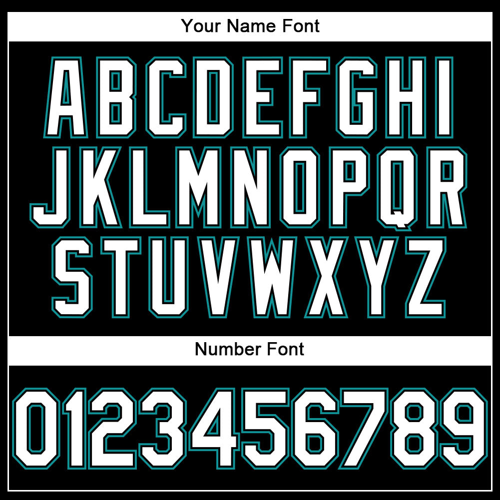 Personalized Black White-Teal Performance Vapor Golf Polo Shirt Team Custom Name and Number Personalized Custom Name and Number Golf Polo Shirt - Black White-Teal Performance Vapor Personalized Black White-Teal Performance - Image 5