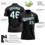 Personalized Black White Teal Golf Polo Shirt - Performance Vapor Design Personalized Black White-Teal Performance Vapor