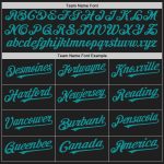 Personalized Black Teal Pinstripe Fashion Baseball Jersey for Men & Women Personalized Black White-Teal Pinstripe Split Fashion