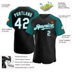 Personalized Black White Teal Raglan Baseball Jersey for Men and Women Personalized Black White-Teal Raglan Sleeves Baseball