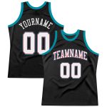 Personalized Black White Teal Basketball Jersey - Custom Retro Sports Jersey 2 Personalized Black White-Teal Throwback Basketball