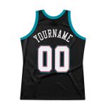Personalized Black White Teal Basketball Jersey - Custom Retro Sports Jersey 2 Personalized Black White-Teal Throwback Basketball