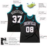 Personalized Black White Teal Basketball Jersey - Custom Retro Sports Jersey 2 Personalized Black White-Teal Throwback Basketball
