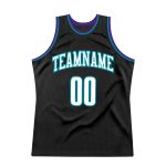 Custom Black White Teal Throwback Basketball Jersey for Men and Women Personalized Black White-Teal Throwback Basketball