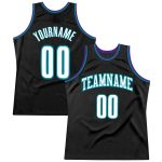 Custom Black White Teal Throwback Basketball Jersey for Men and Women Personalized Black White-Teal Throwback Basketball