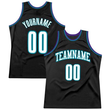Custom Black White Teal Throwback Basketball Jersey for Men and Women Personalized Black White-Teal Throwback Basketball