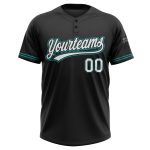 Custom Black White Teal Softball Jersey Unisex Personalized Name and Number - Two-Button Design Personalized Black White-Teal