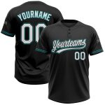 Personalized Unisex Softball Jersey - Black White Teal Two-Button Design Personalized Black White-Teal Two-Button Unisex