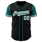 Personalized Two Tone Black White Teal Baseball Jersey for Men and Women Personalized Black White-Teal Two Tone Baseball