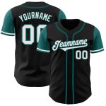 Personalized Two Tone Black White Teal Baseball Jersey for Men and Women Personalized Black White-Teal Two Tone Baseball