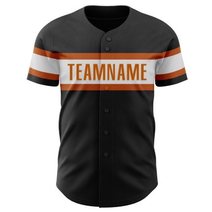 Personalized Custom Name & Number Texas Orange Black White Baseball Jersey - Authentic Team Apparel Personalized Black White-Texas