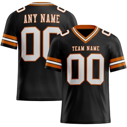 Custom Texas Orange Football Jersey - Personalized Black White Mesh Team Name & Number Personalized Black White-Texas Orange