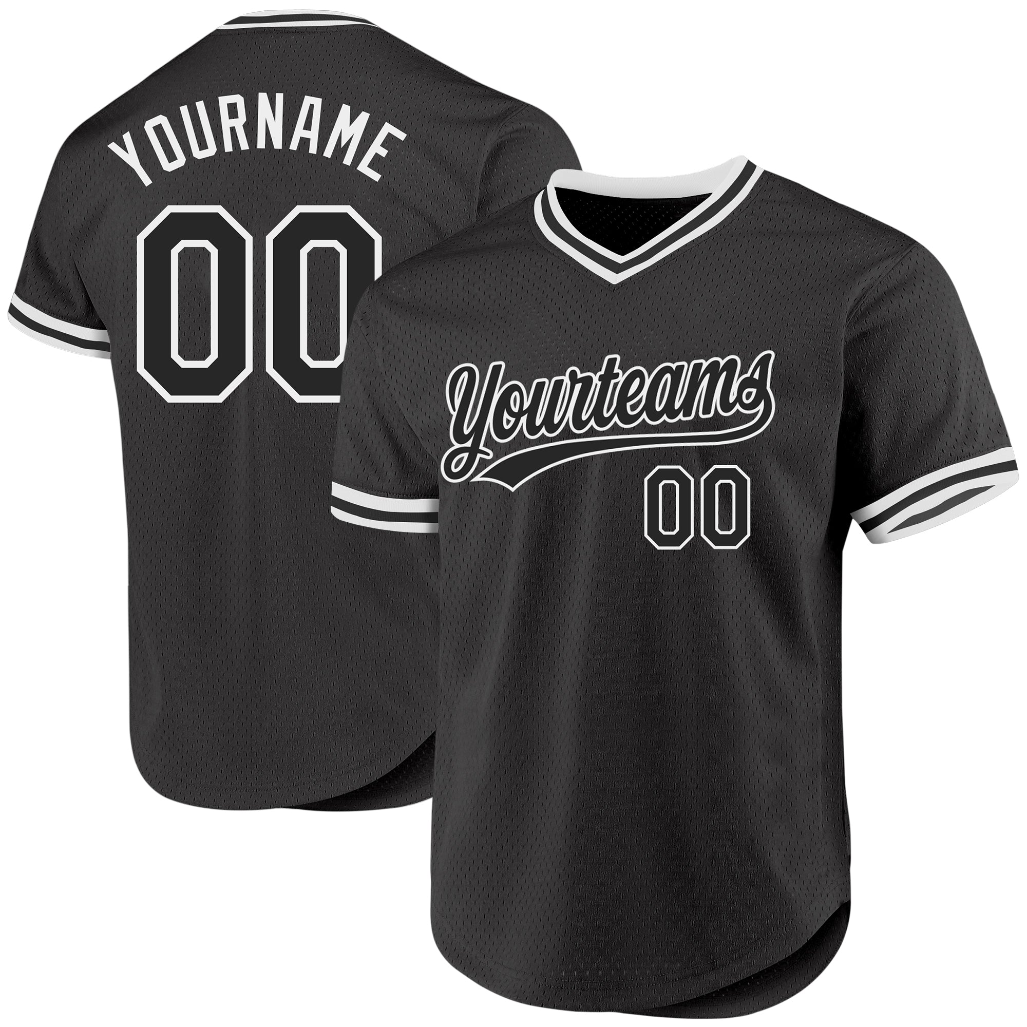 Custom Personalized Throwback Baseball Jersey in Black and White Personalized Black White Throwback Baseball Jersey 2