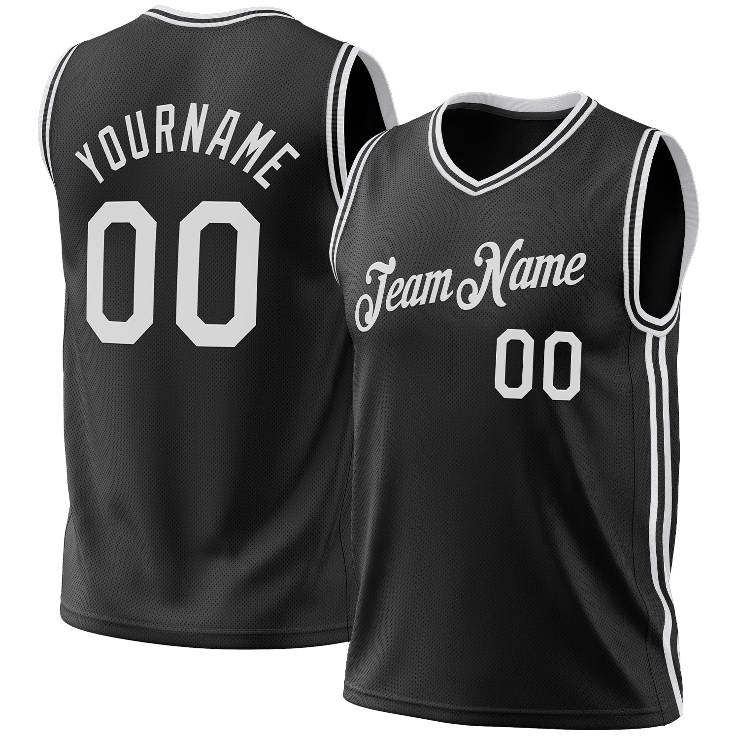 Personalized Basketball Jersey Black White Throwback Style, Size 5 Personalized Black White Throwback Basketball Jersey 5