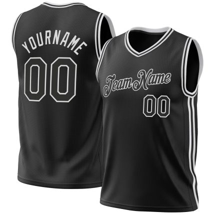 Custom Name Black and White Basketball Jersey Retro Style 6 Personalized Black White Throwback Basketball Jersey 6