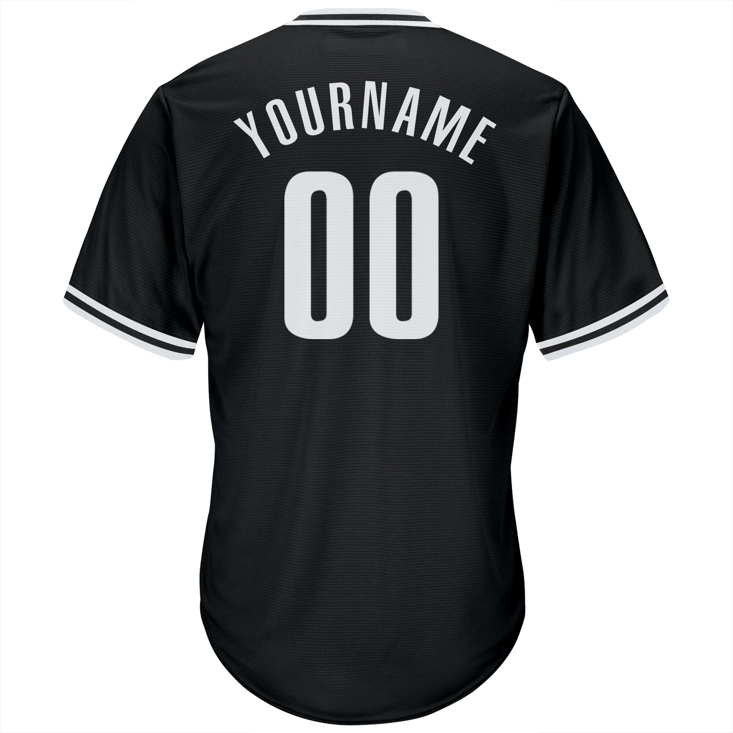 Custom Black and White Throwback Rib-Knit Baseball Jersey Shirt Personalized Black White Throwback Rib-Knit Baseball Jersey - Image 3