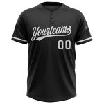Custom Unisex Softball Jersey - Personalized Black and White Two-Button Design Personalized Black White Two-Button Unisex