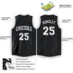 Custom V-Neck Basketball Jersey - Personalized Black and White Design for Men and Women Personalized Black White V-Neck Basketball