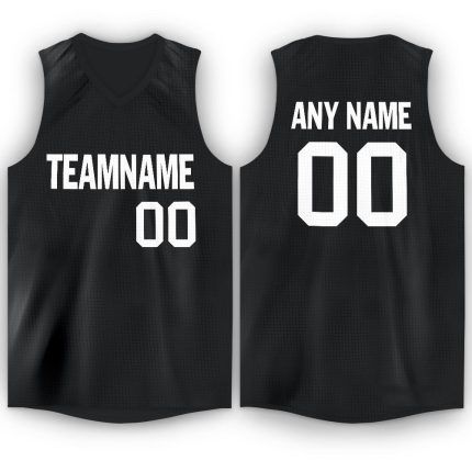 Personalized Black and White V-Neck Basketball Jersey for Men and Women Personalized Black White V-Neck Basketball Jersey