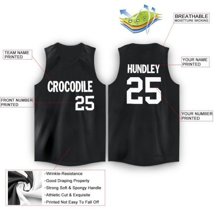 Personalized Black and White V-Neck Basketball Jersey for Men and Women Personalized Black White V-Neck Basketball Jersey