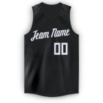 Customizable Black and White Basketball Jersey V-Neck for Men and Women Personalized Black White V-Neck Basketball Jersey