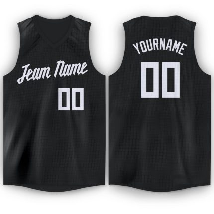 Customizable Black and White Basketball Jersey V-Neck for Men and Women Personalized Black White V-Neck Basketball Jersey