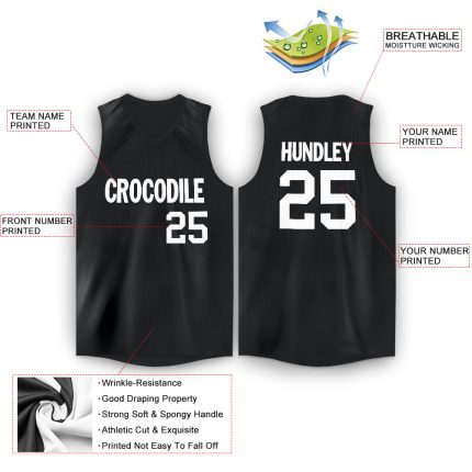 Personalized Black and White Basketball Jersey V-Neck for Men and Women Personalized Black White V-Neck Basketball Jersey