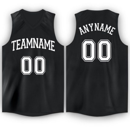 Custom V-Neck Basketball Jersey - Personalized Black and White Design for Men and Women Personalized Black White V-Neck Basketball
