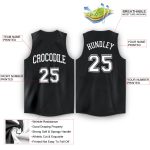 Custom Name and Number Black White V-Neck Basketball Jersey - Personalized Team Apparel Personalized Black White V-Neck Basketball