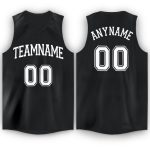Custom Name and Number Black White V-Neck Basketball Jersey - Personalized Team Apparel Personalized Black White V-Neck Basketball