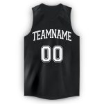 Custom Name and Number Black White V-Neck Basketball Jersey - Personalized Team Apparel Personalized Black White V-Neck Basketball