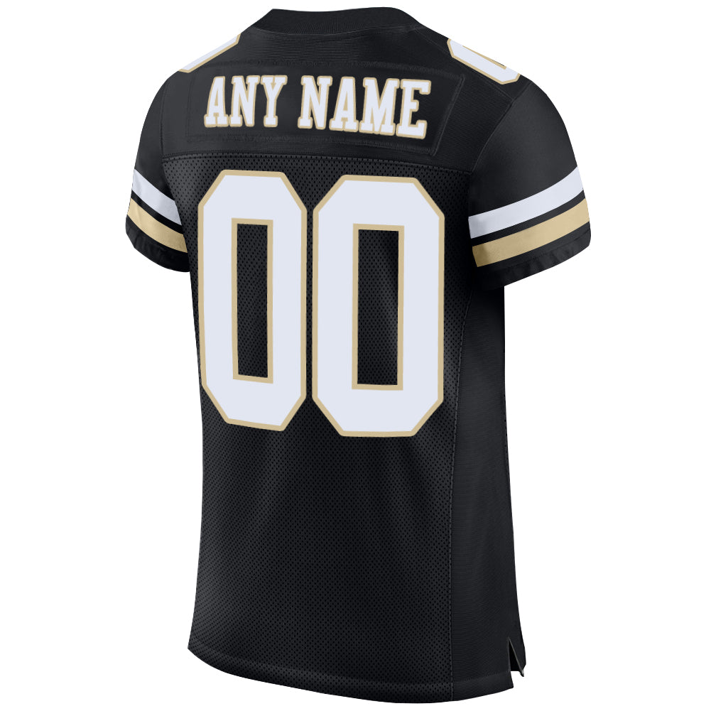 Personalized Black White-Vegas Gold Mesh Authentic Football Jersey Team Custom Name and Number Custom Name Number Personalized Black and White Vegas Gold Mesh Football Jersey Authentic Personalized Black White-Vegas - Image 3