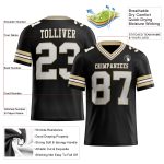 Customizable Black and White Vegas Gold Mesh Football Jersey - Personalized Sports Apparel 2 Personalized Black White-Vegas