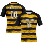Custom Black White Yellow Abstract Volleyball Jersey - Sublimation Uniform Personalized Black White-Yellow Abstract Lines