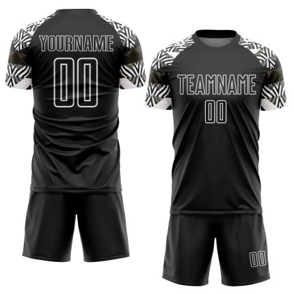 Custom Black White Zebra Geometric Soccer Jersey Uniform for Sublimation Personalized Black White Zebra And Geometric Sublimation