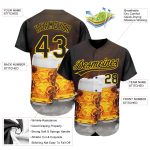 Personalized Black Yellow 3D Baseball Jersey for Beer Festival, Custom Design Personalized Black Yellow 3D Beer Festival