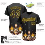Custom 3D Geometric African Ethnic Black Yellow Baseball Jersey Personalized Black Yellow 3D Geometric African Ethnic Style