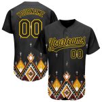 Custom 3D Geometric African Ethnic Black Yellow Baseball Jersey Personalized Black Yellow 3D Geometric African Ethnic Style