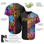 Personalized 3D Tropical Palm Trees Black Yellow Baseball Jersey Personalized Black Yellow 3D Hawaii Tropical Palm Trees