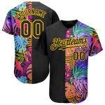 Personalized 3D Tropical Palm Trees Black Yellow Baseball Jersey Personalized Black Yellow 3D Hawaii Tropical Palm Trees