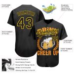 Custom 3D International Beer Day Baseball Jersey - Black Yellow Design Personalized Black Yellow 3D International Beer Day