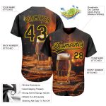 International Beer Day Baseball Jersey - Personalized Black and Yellow 3D Design Personalized Black Yellow 3D International