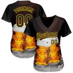 Custom Name Number Baseball Jersey 3D Pattern Design Black Yellow Beer Festival Authentic Team Personalized Black Yellow