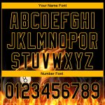 Custom 3D Flame Billiards 8 Ball Polo Shirt Personalized Black Yellow Design with Name and Number Personalized Black Yellow