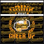 Personalized 3D Pattern Black Yellow Baseball Jersey for International Beer Day Personalized Black Yellow 3D Pattern Design