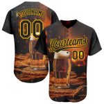 Custom International Beer Day Baseball Jersey - Personalized Black Yellow 3D Pattern, Team Name & Number Personalized Black